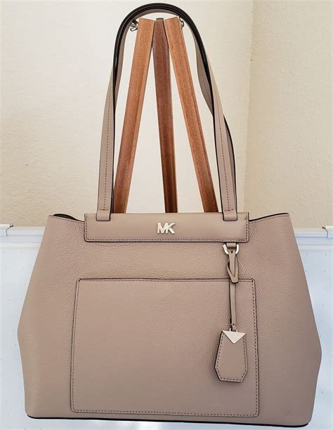 Michael Kors Meredith Pebbled Leather Tote Medium Pale Blue